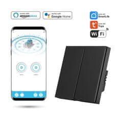 Tuya SmartLife Zigbee dvostruki prekidač s N crnom bojom