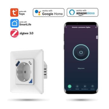 Zigbee utičnica Tuya punjač 20W USB-C USB-A mjerenje energije