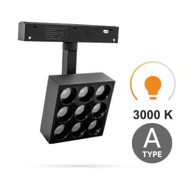 Reflektor s rešetkom kvadratni 9W 3000K topli GG9 tip A za SMART TRACK magnetske šine 48VDC