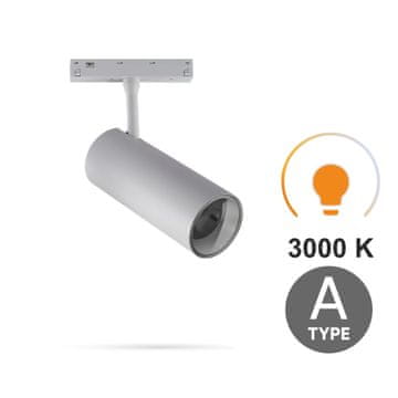 Bijeli LED reflektor za šine 12W 3000K toplo bijela tip A za magnetske šine SMART TRACK 48VDC