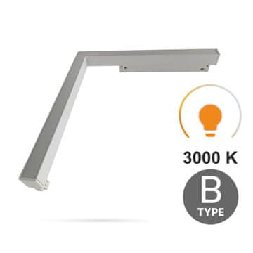Ultron 16W 3000K toplo bijeli LED linearni reflektor horizontalni kutni tip B za SMART TRACK magnetske tračnice 48VDC