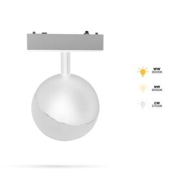 Bijela kuglasta lampa 6W D za magnetske tračnice SLIM TRACK 48VDC 3CCT 3000K, 4000K, 5700K