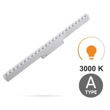 Bijeli linearni reflektor s rešetkom 24W 3CCT tip A za SMART TRACK magnetske tračnice 48VDC