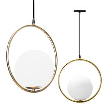 Okrugla viseća lampa Kugla 20 cm Mliječno zlatna kugla za Smart Track magnetske šine 48VDC