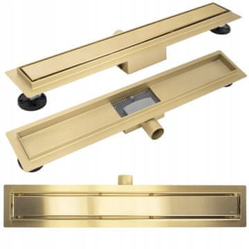 REA Neox Gold brušeni linearni odvod za tuš 100 cm