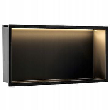 REA LED osvijetljena ugradbena polica za kupaonicu s prirubnicom 30x60 crna