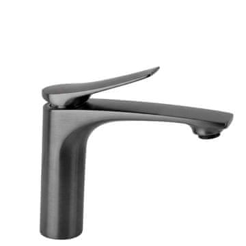 REA Vision Titanium Matte Gray niska slavina za umivaonik za radnu površinu