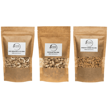 Set - Slani pistaciji 500g + Polovice indijskih oraha 500g + Slani kikiriki 500g