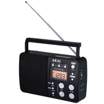 Akai Prijenosni radio APR-200 1 W RMS FM/AM/SW AUX 75 stanica Crni