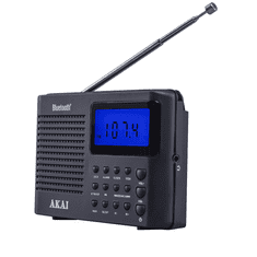 Akai Prijenosni radio APR-400 0.8 W Bluetooth 5.0 FM/AM Budilica Crni