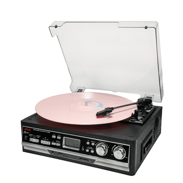 Akai ATT-15SE gramofon 2×3 W RMS Bluetooth 5.0 FM AM USB SD kaseta crna