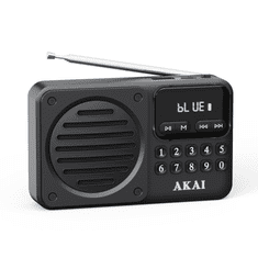 Akai Prijenosni radio APR-300 2.5 W Bluetooth 5.3 FM USB microSD Crni