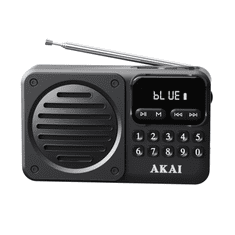 Akai Prijenosni radio APR-300 2.5 W Bluetooth 5.3 FM USB microSD Crni