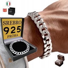 DEBELOST Srebrna Muška Narukvica 925 SREBRNA Oklop 11 mm Dijamant