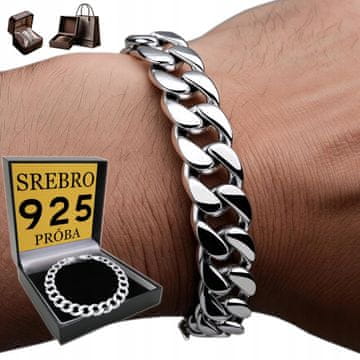 Muška narukvica od PUNOG srebra, oklop od debelog srebra 925, 11 mm