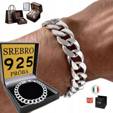 SREBRNA 925 MUŠKA NARUKVICA S DIJAMANTIMA, PUNJENA ŠIROKA 10 mm TALIJANSKA