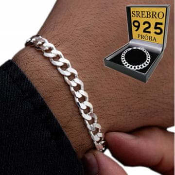 DEBELOST SREBRNE MUŠKE NARUKVICE 6 mm/20 cm S DIJAMANTIMA, SREBRO 925