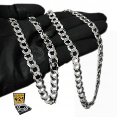 DEBELI SREBRNI LANAC 7 mm ČVRSTI STERLING SREBRO 925 S DIJAMANTIMA