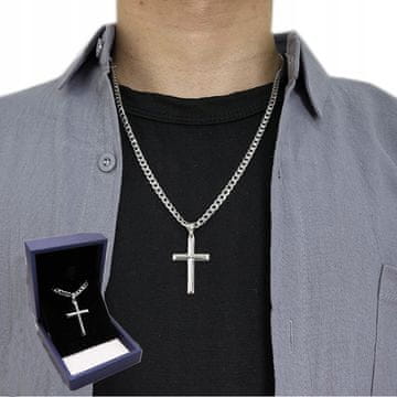 Muški SREBRNJI KRIŽ s LANČIĆEM + BESPLATNI TALIJANSKI LANČIĆ CIJELI KRIŽ