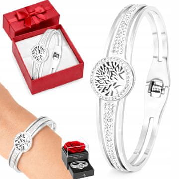 SREBRNA narukvica s kubnim cirkonima Drvo života Ženska elegantna DIAMOND