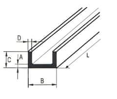 Almika Aluminijski kanal 60x40x3 duljine 1000 mm (100 cm)