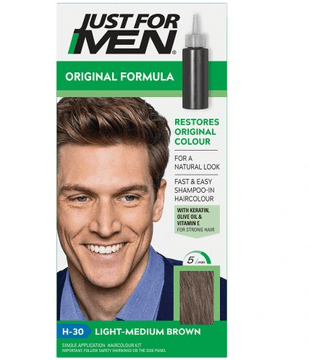 Just For Men svijetlo srednje smeđa H30 šampon za bojanje kose svijetlo srednje smeđa 60 g