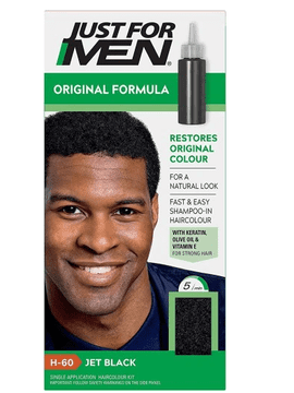 Just For Men Samo za muškarce, prirodni šampon za kosu u boji Jet Black, vrlo tamno crna 60 g