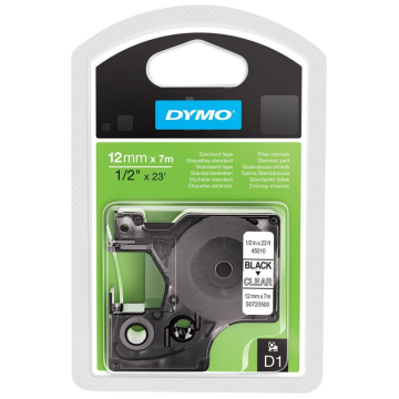Dymo 45010 (S0720500) 12 mm x 7 m crna – Prozirna, etikete