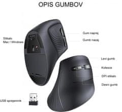 Ugreen bežični ergonomski vertikalni miš s Bluetooth i Wi-Fi povezivošću