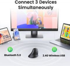 Ugreen bežični ergonomski vertikalni miš s Bluetooth i Wi-Fi povezivošću