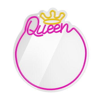 NEON Forever Light Neon Mirror LED Queen - toplo bijela/roza