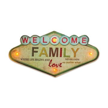slomart TelForceOne Retro LED svjetlo 'Welcome Family' - metalno