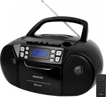slomart Sencor radiomagnetofon SPT3907B CD/MP3/USB/BT, crni