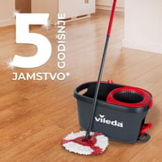 Vileda TURBO mop s rotirajućom glavom i kantom s nožnom pedalom, komplet za čišćenje podova (163422)