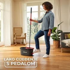 Vileda TURBO mop s rotirajućom glavom i kantom s nožnom pedalom, komplet za čišćenje podova (163422)