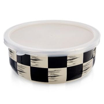Northix Emajlirana zdjela s poklopcem CHECKERBOARD 15,5 cm, 800 ml