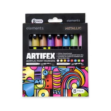 Rayher.	 Akrilni markeri Elements Artifex, metallic, set 8, 2-3mm