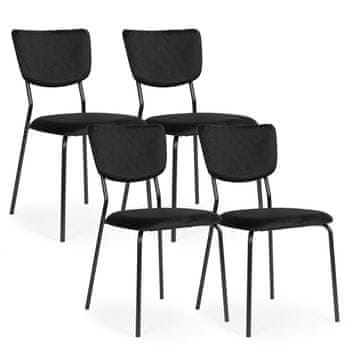 Northix Baršunaste blagovaonske stolice, set od 4, crne - ergonomske, izdržljive