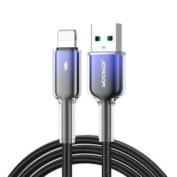Northix Joyroom USB-A na Lightning kabel za brzo punjenje 3A, 1,2 m - crno/ljubičasti