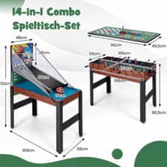 Costway Set stola za igre 15-u-1 s nogometom za stolom, hokejom, biljarom, stolnim tenisom, prirodne i crne boje