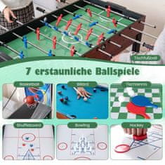 Costway Set stola za igre 15-u-1 s nogometom za stolom, hokejom, biljarom, stolnim tenisom, prirodne i crne boje