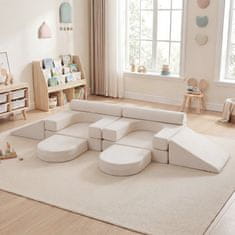 Costway Modularni dječji sofa za igru od 10 dijelova u bež boji s uklonjivim i perivim suede presvlakama
