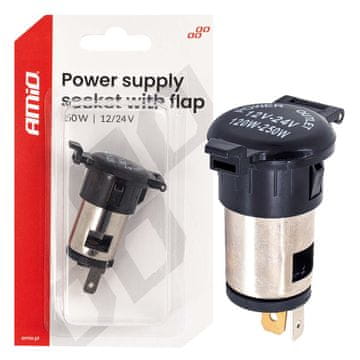 AMIO Dodatna utičnica s poklopcem 250W 12V 24V -04434