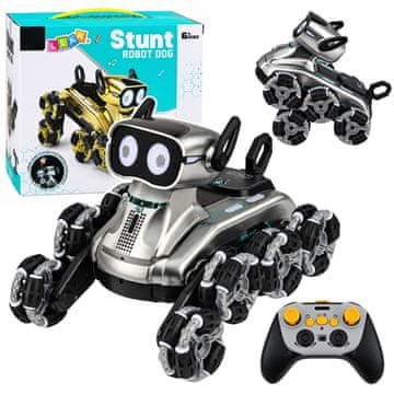 Robot Robot pas LEAN TOYS RC, srebrni, 8 kotača, trikovi