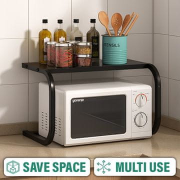 Cool Mango metalna polica za mikrovalnu pećnicu za uštedu prostora, mat crna 55 x 35 x 35 cm