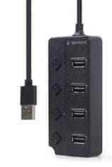 Gembird UHB-U2P4P-01 4-portni USB 2.0 HUB s prekidačima crne boje