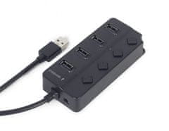 Gembird UHB-U2P4P-01 4-portni USB 2.0 HUB s prekidačima crne boje