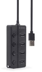 Gembird UHB-U2P4P-01 4-portni USB 2.0 HUB s prekidačima crne boje