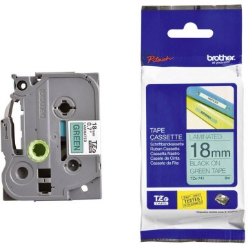 Brother TZE-741 (18 mm x 8 m) crna na zelenoj, laminirana traka
