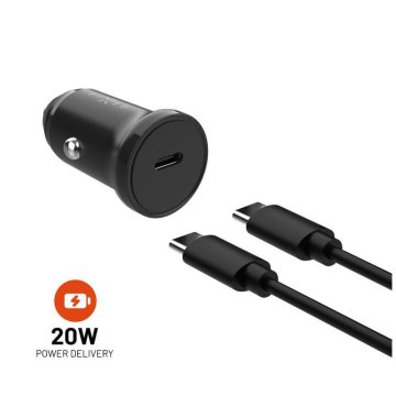 FIXED FIXED USB-C auto punjač 20 W + USB-C/USB-C kabel crni FIXCC20N-CC-BK